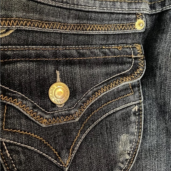 Goodtime Premium Jeans Juniors Straight Cut Iron Cross Bling Embroidered Size 15 - Picture 3 of 9